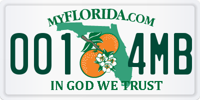 FL license plate 0014MB