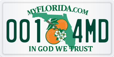 FL license plate 0014MD