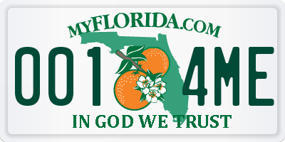 FL license plate 0014ME