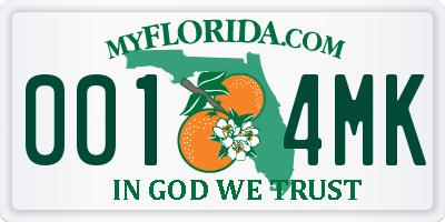 FL license plate 0014MK