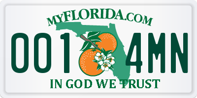 FL license plate 0014MN