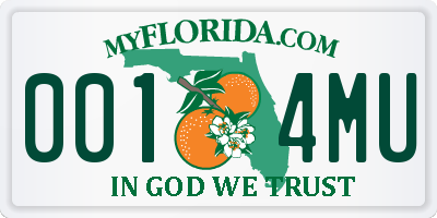 FL license plate 0014MU