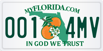 FL license plate 0014MV