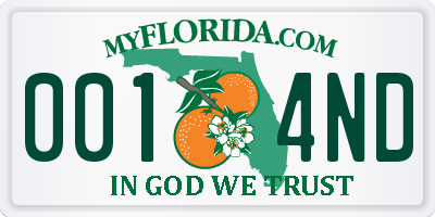 FL license plate 0014ND