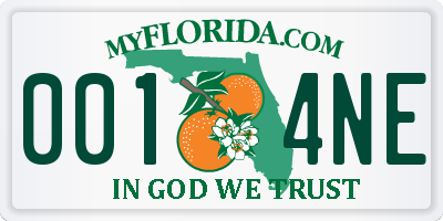 FL license plate 0014NE