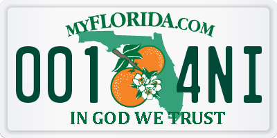 FL license plate 0014NI