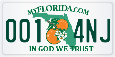 FL license plate 0014NJ