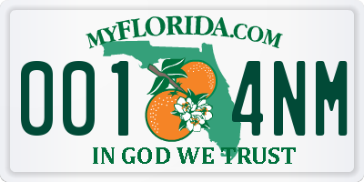 FL license plate 0014NM