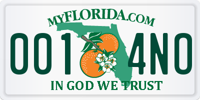 FL license plate 0014NO