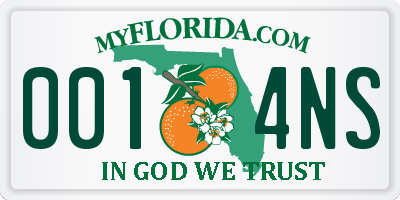 FL license plate 0014NS