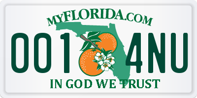 FL license plate 0014NU