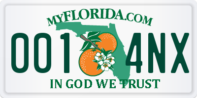 FL license plate 0014NX