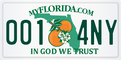 FL license plate 0014NY