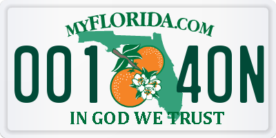 FL license plate 0014ON