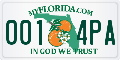 FL license plate 0014PA