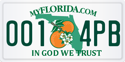 FL license plate 0014PB