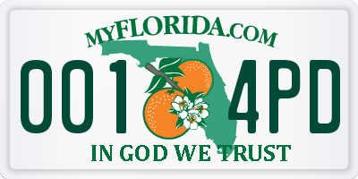 FL license plate 0014PD