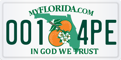 FL license plate 0014PE