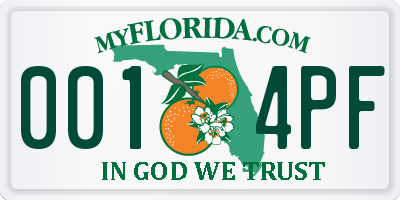 FL license plate 0014PF