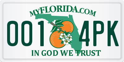 FL license plate 0014PK