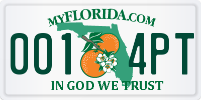 FL license plate 0014PT