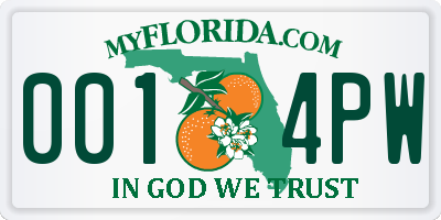 FL license plate 0014PW