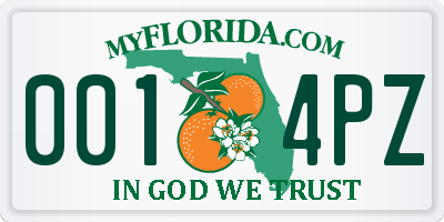 FL license plate 0014PZ