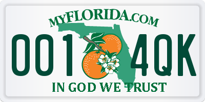 FL license plate 0014QK