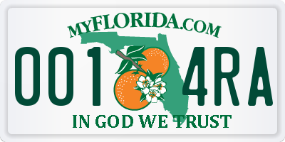 FL license plate 0014RA