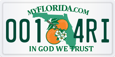 FL license plate 0014RI