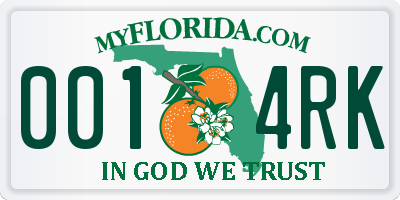 FL license plate 0014RK