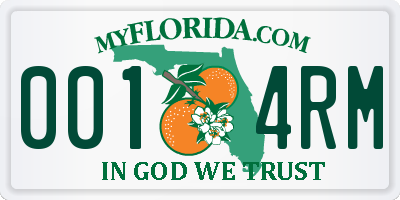 FL license plate 0014RM