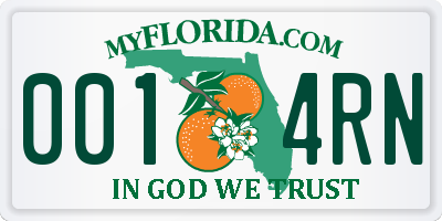 FL license plate 0014RN