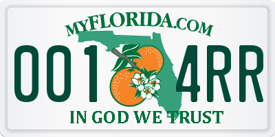 FL license plate 0014RR