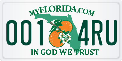 FL license plate 0014RU