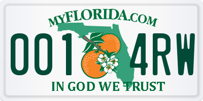 FL license plate 0014RW