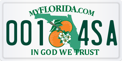 FL license plate 0014SA