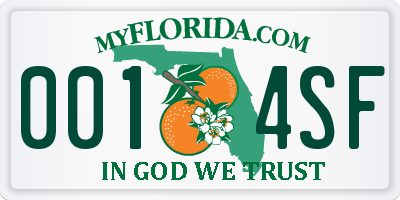 FL license plate 0014SF