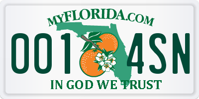 FL license plate 0014SN