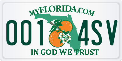 FL license plate 0014SV