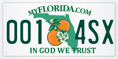 FL license plate 0014SX