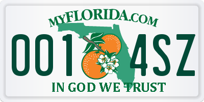 FL license plate 0014SZ