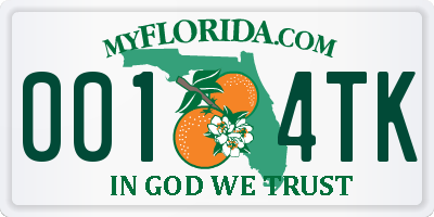 FL license plate 0014TK