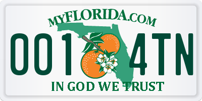 FL license plate 0014TN