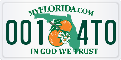 FL license plate 0014TO