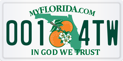 FL license plate 0014TW