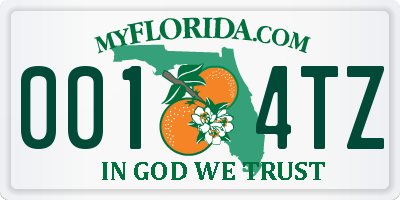 FL license plate 0014TZ