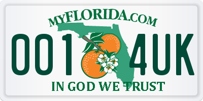 FL license plate 0014UK