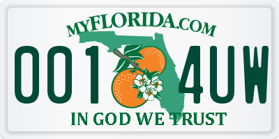 FL license plate 0014UW