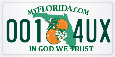 FL license plate 0014UX